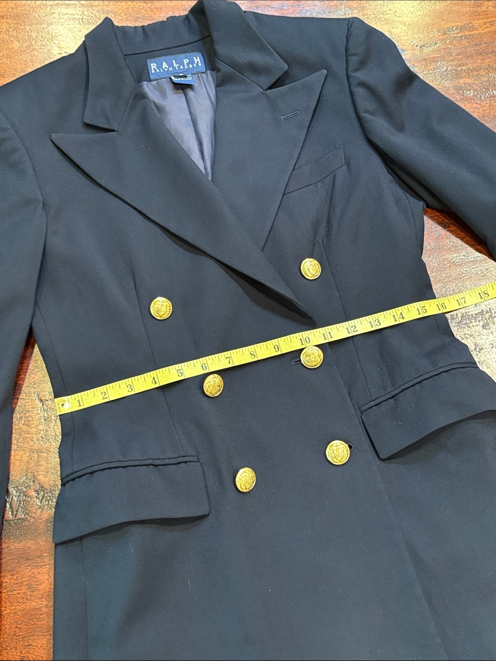 Vintage RALPH Ralph Lauren Navy Double-Breasted Blazer with Gold Buttons size 6 - Picture 14 of 15